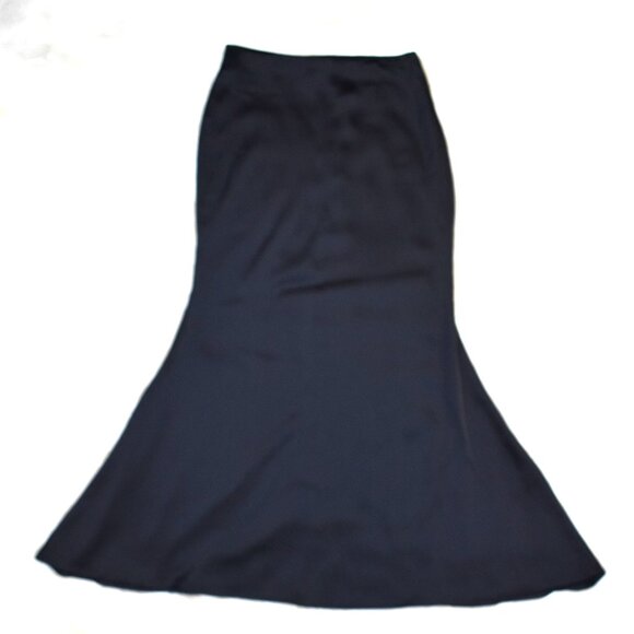 Black Silky Satin Maxi Skirt Size Small Flowy Long Skirt - Picture 8 of 9